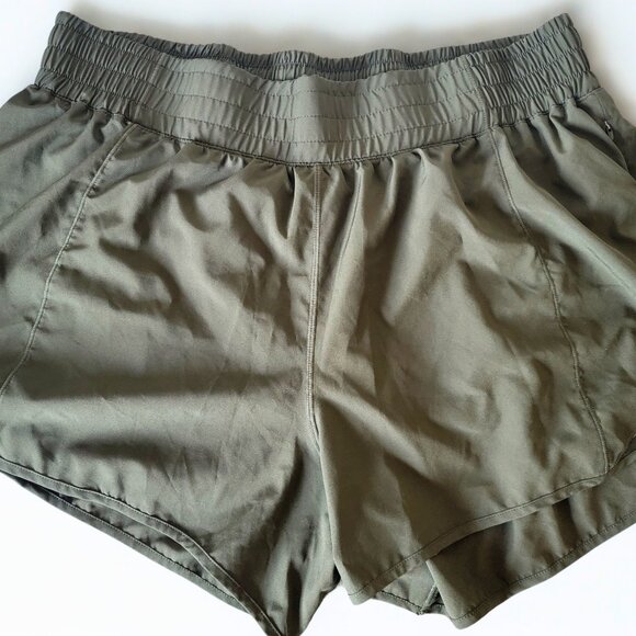 Aurefin High Waisted Athletic Shorts - Olive Green, Size 16 - Picture 1 of 3